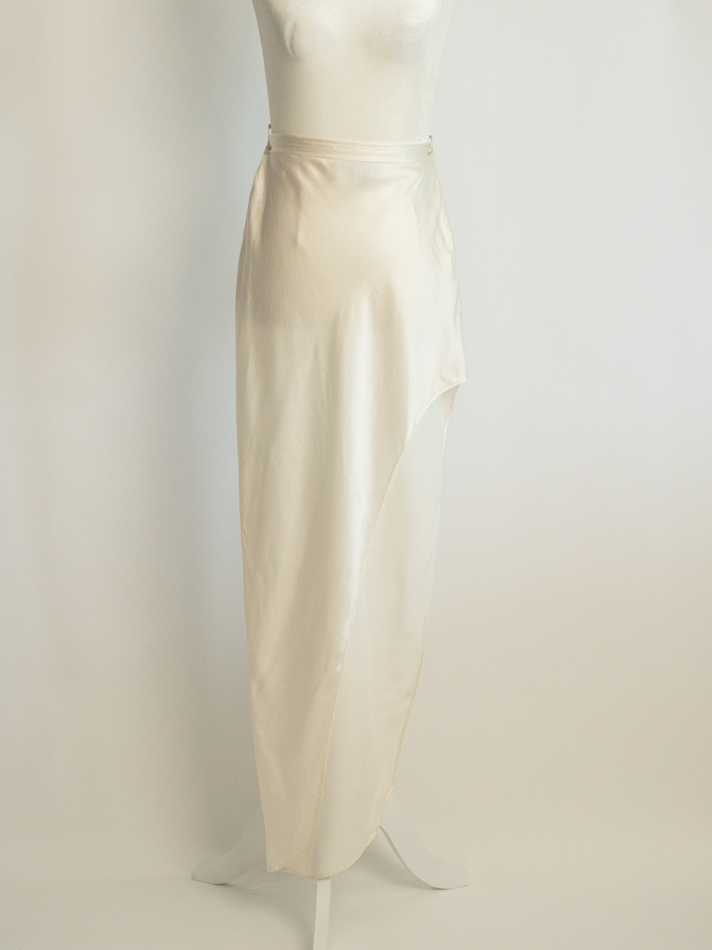 Fleur du Mal Cream Asymmetrical Satin Maxi Skirt